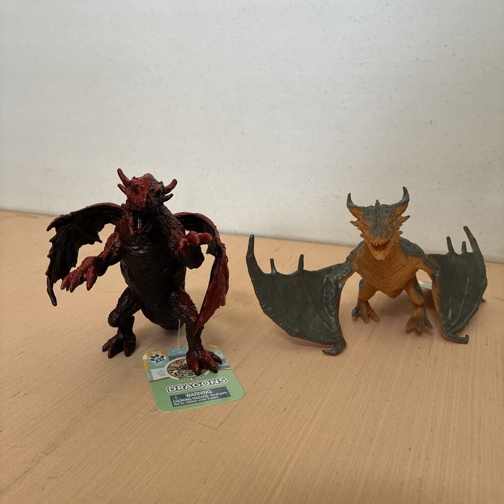 Zoo Troop Lot Of 2 Multicolor 4''Dragons Brand New